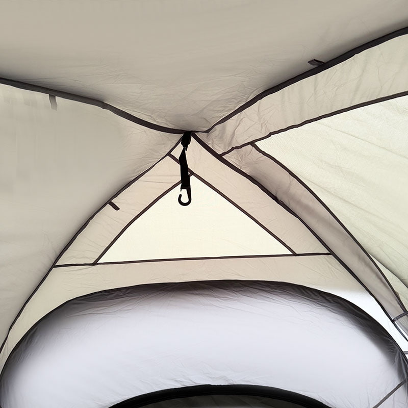 Barraca de acampamento ao ar livre de camada dupla que se conecta à parte traseira de um veículo Barraca de acampamento ao ar livre de camada dupla que se conecta à parte traseira de um veículo