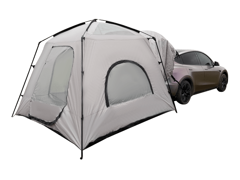 Barraca de acampamento ao ar livre de camada dupla que se conecta à parte traseira de um veículo Barraca de acampamento ao ar livre de camada dupla que se conecta à parte traseira de um veículo