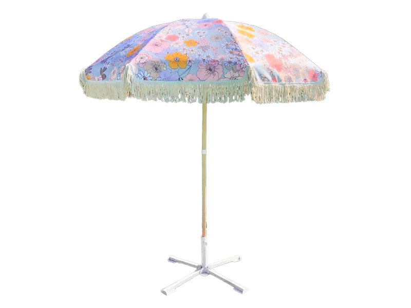 Guarda-chuva de cor de madeira de poliéster com borla 2M para exterior