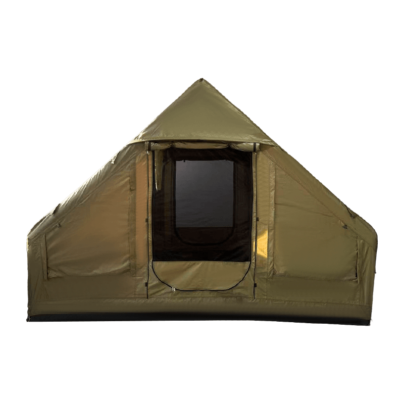 Barraca de acampamento inflável verde militar de tamanho pequeno