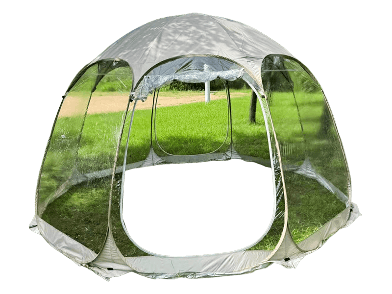 Barraca transparente para acampamento ao ar livre